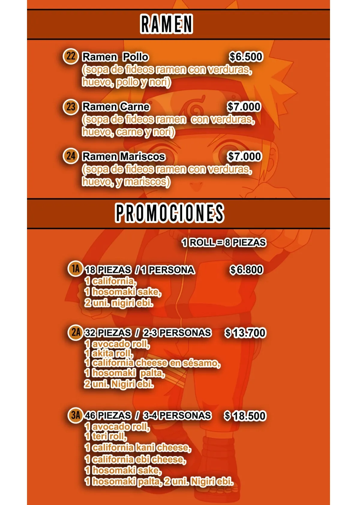 Carta Sushi NU