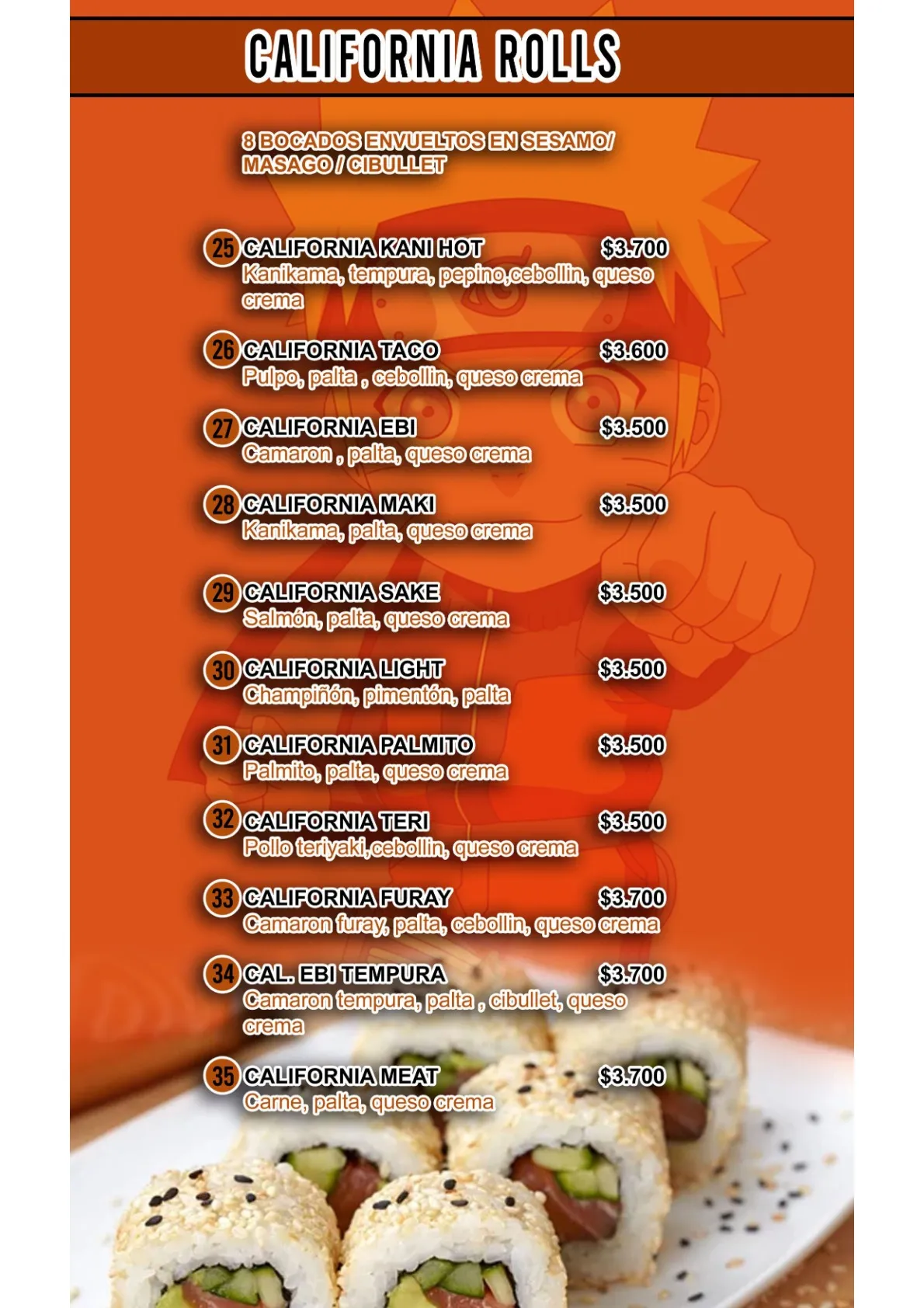 Carta Sushi NU