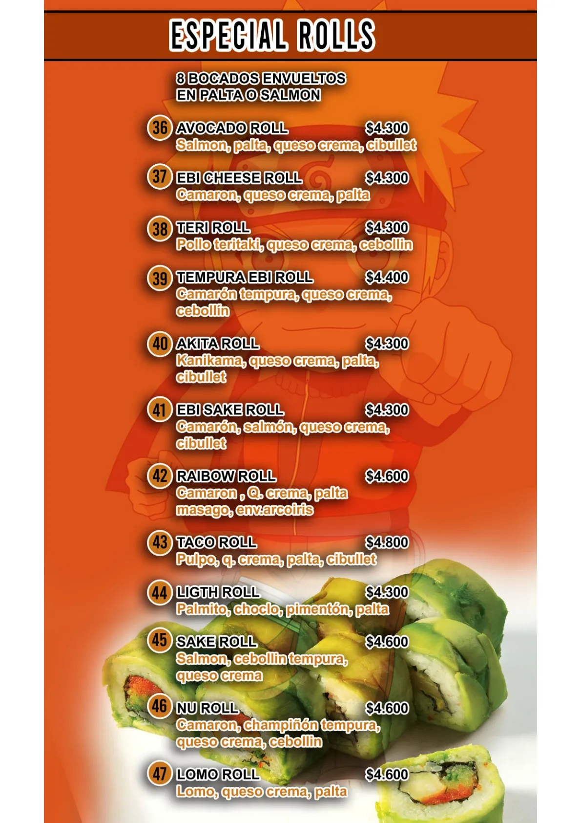 Carta Sushi NU