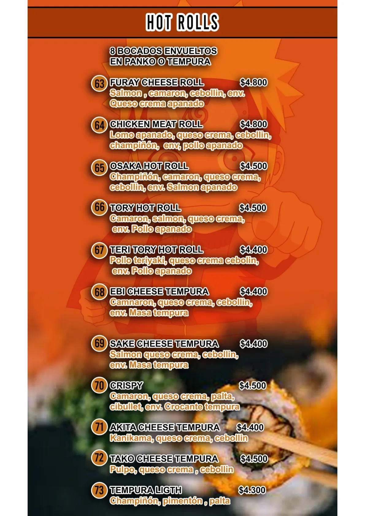 Carta Sushi NU